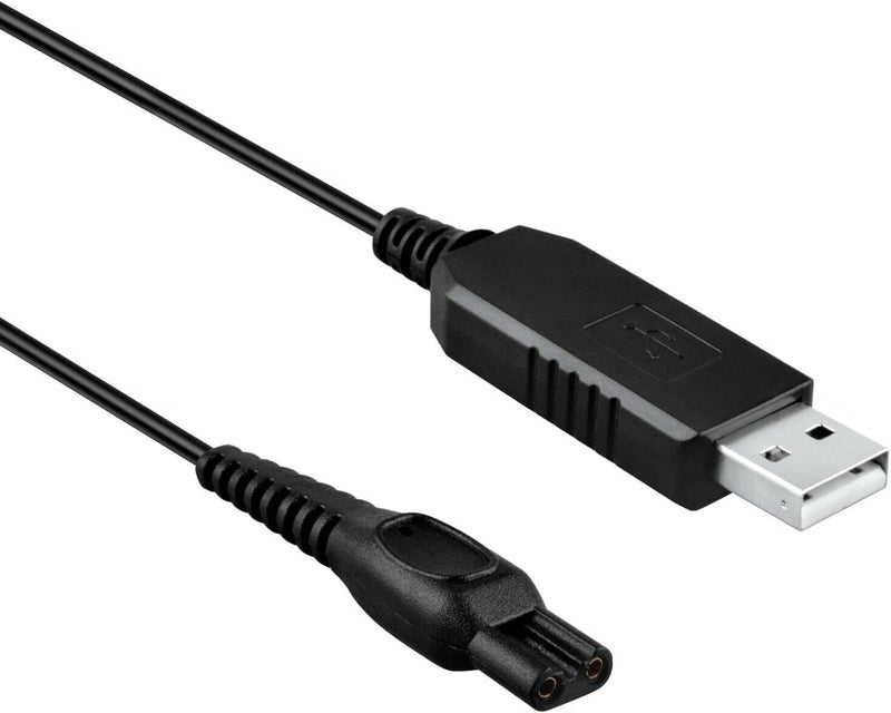 كابل شاحن طاقة USB أسود 15 فولت 1 قطعة لجهاز حلاقة فيليبس نوريلكو سلسلة 2000/3000/4000/5000